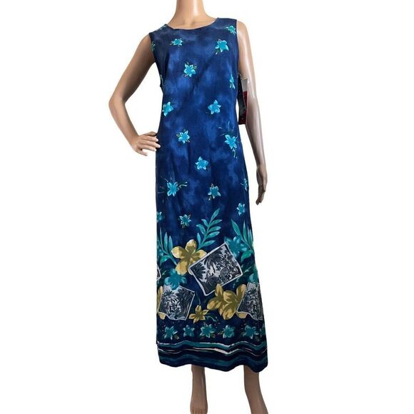 NWT Vintage 80's Dress R&K Originals Batik Sheath Hawaiian Maxi Dress 10 - Picture 1 of 8